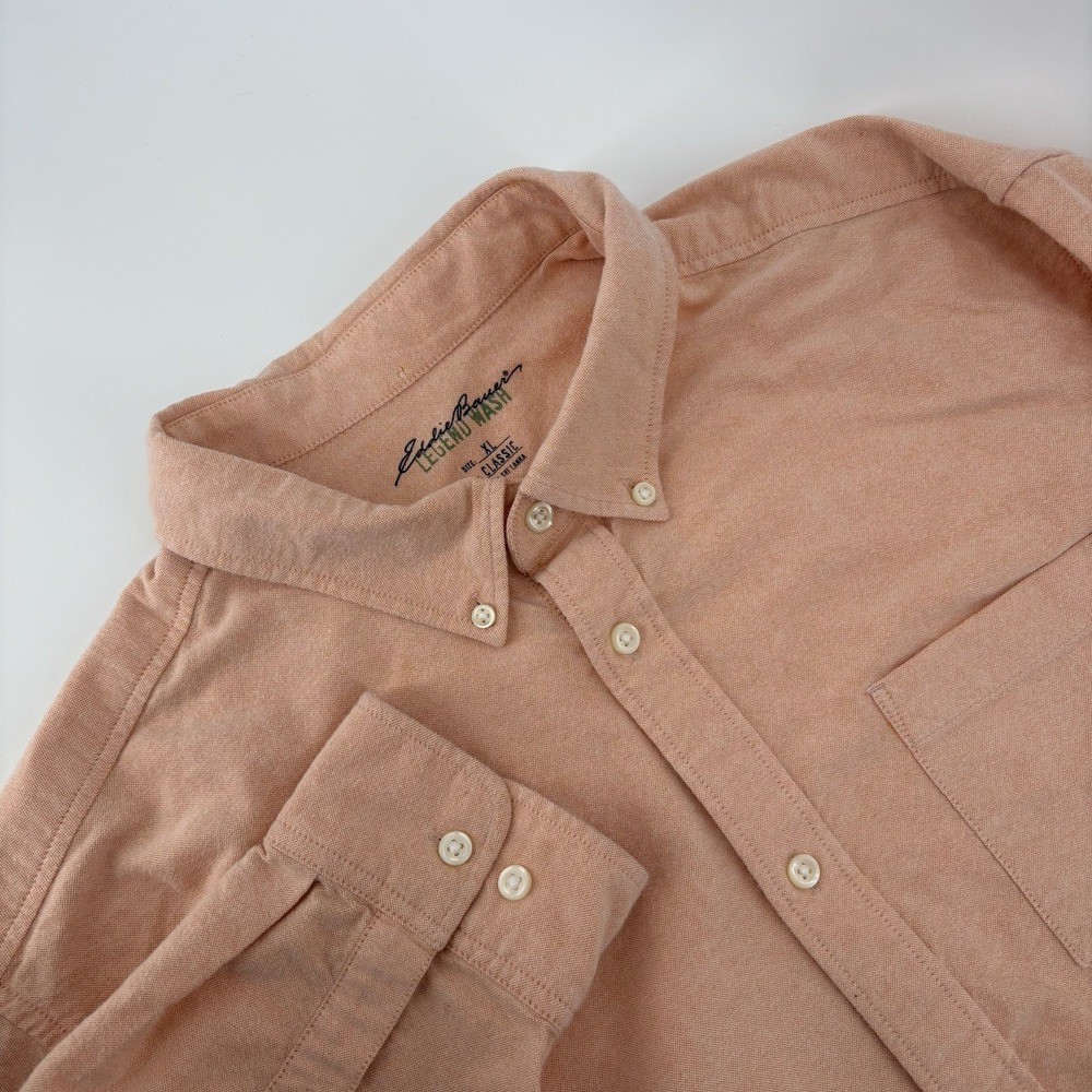 Eddie Bauer Men's Oxford‎ Cotton Peach Size XL Button Down Shirt Legend Wash
